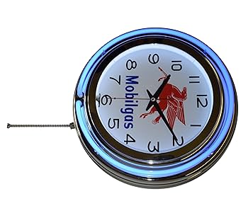Amazon.com: Mobilgas Blue Double Neon Advertising Clock Man